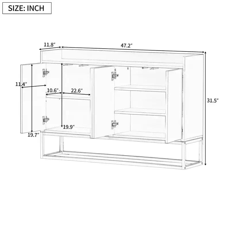 Buffet en bois de 47.2 po avec 4 portes