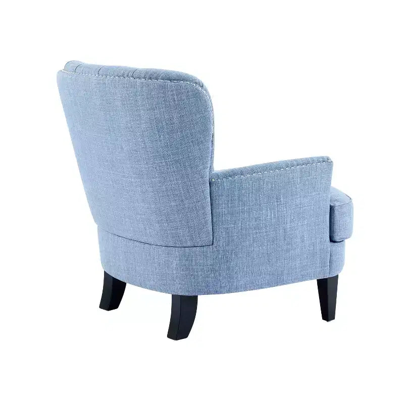 Fauteuil d’appoint vintage rembourré à capitons, fauteuil à oreilles classique avec clous décoratifs et pieds en bois