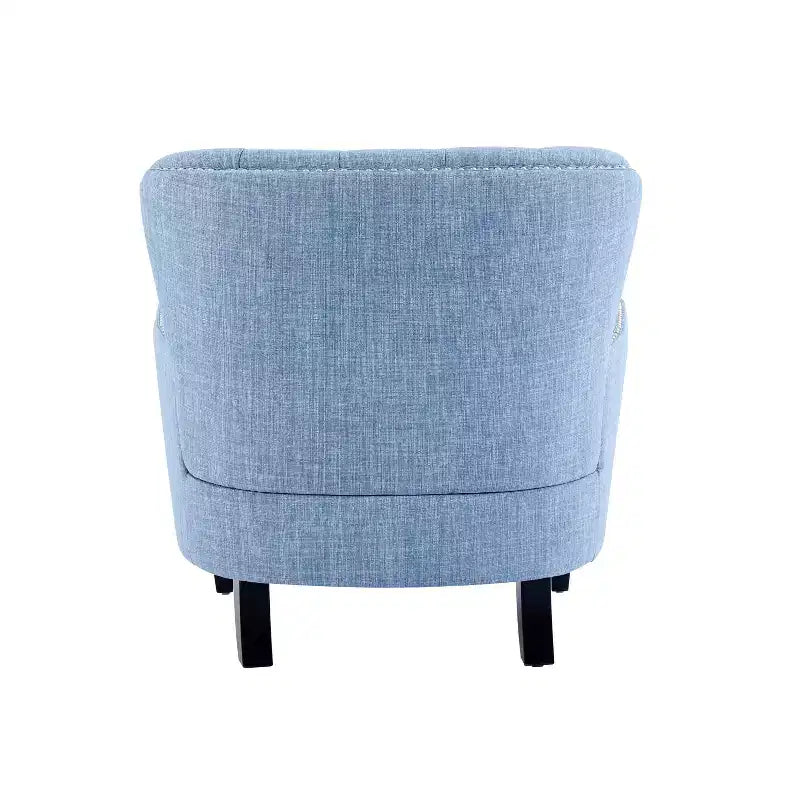 Fauteuil d’appoint vintage rembourré à capitons, fauteuil à oreilles classique avec clous décoratifs et pieds en bois