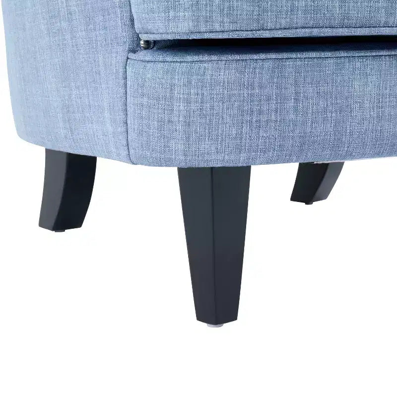 Fauteuil d’appoint vintage rembourré à capitons, fauteuil à oreilles classique avec clous décoratifs et pieds en bois