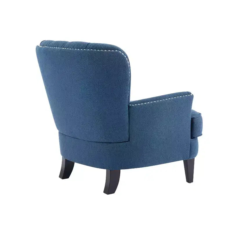 Fauteuil d’appoint vintage rembourré à capitons, fauteuil à oreilles classique avec clous décoratifs et pieds en bois