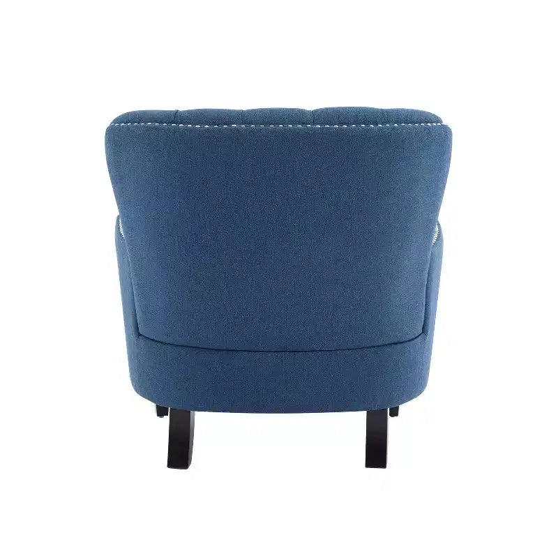 Fauteuil d’appoint vintage rembourré à capitons, fauteuil à oreilles classique avec clous décoratifs et pieds en bois