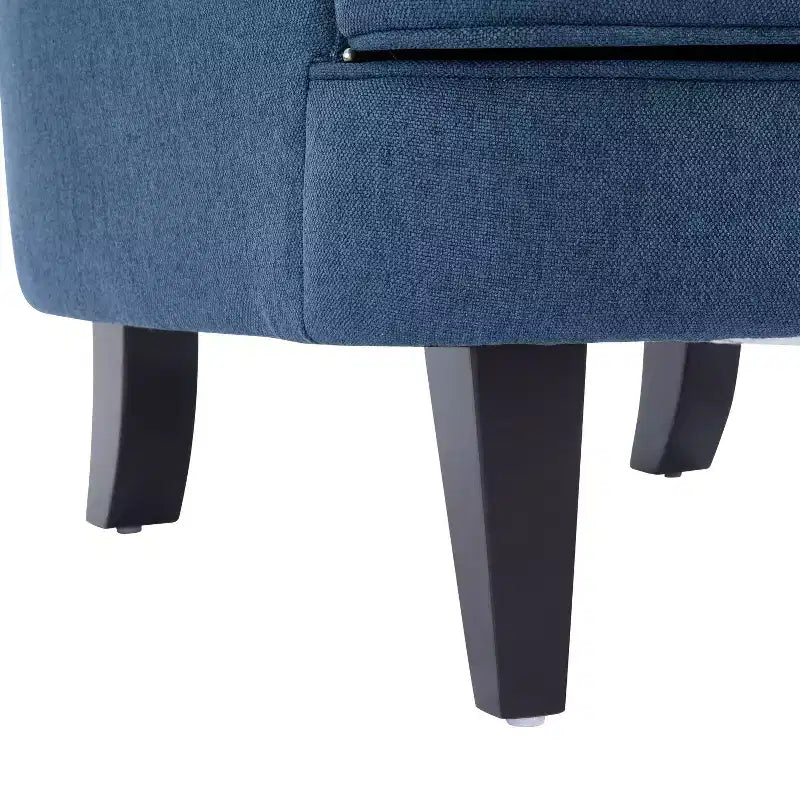 Fauteuil d’appoint vintage rembourré à capitons, fauteuil à oreilles classique avec clous décoratifs et pieds en bois
