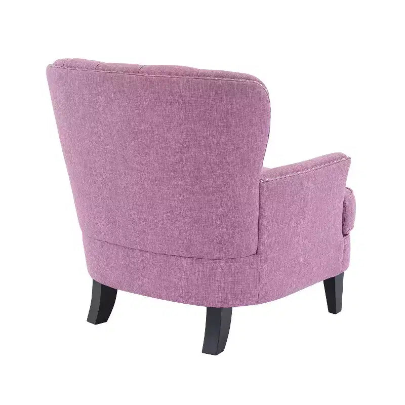 Fauteuil d’appoint vintage rembourré à capitons, fauteuil à oreilles classique avec clous décoratifs et pieds en bois