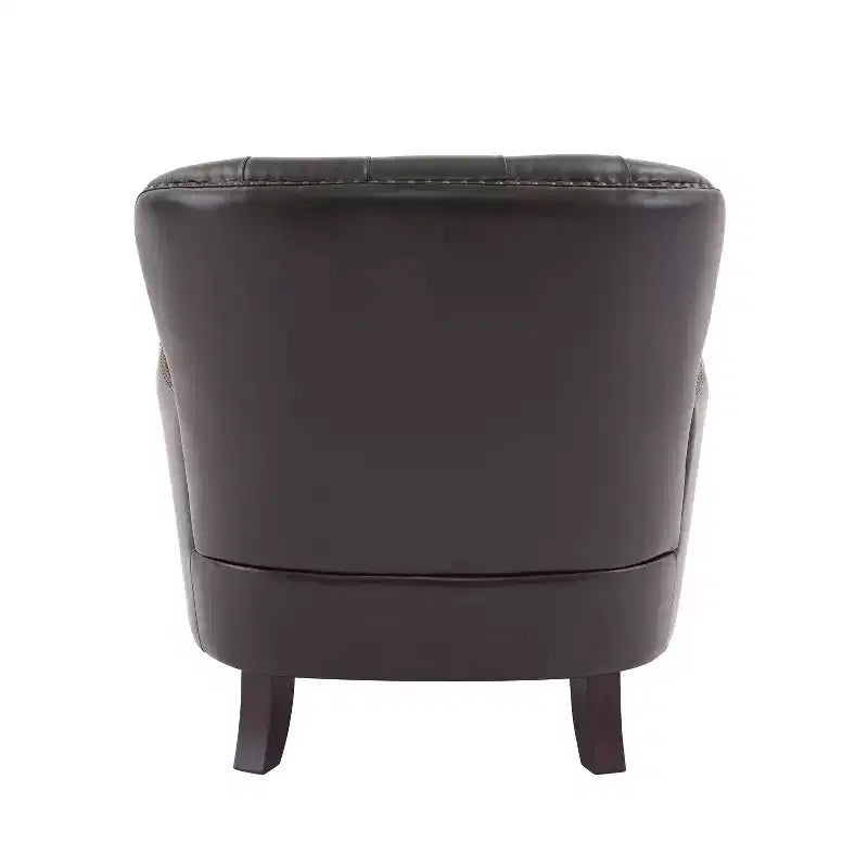 Fauteuil d’appoint vintage rembourré à capitons, fauteuil à oreilles classique avec clous décoratifs et pieds en bois