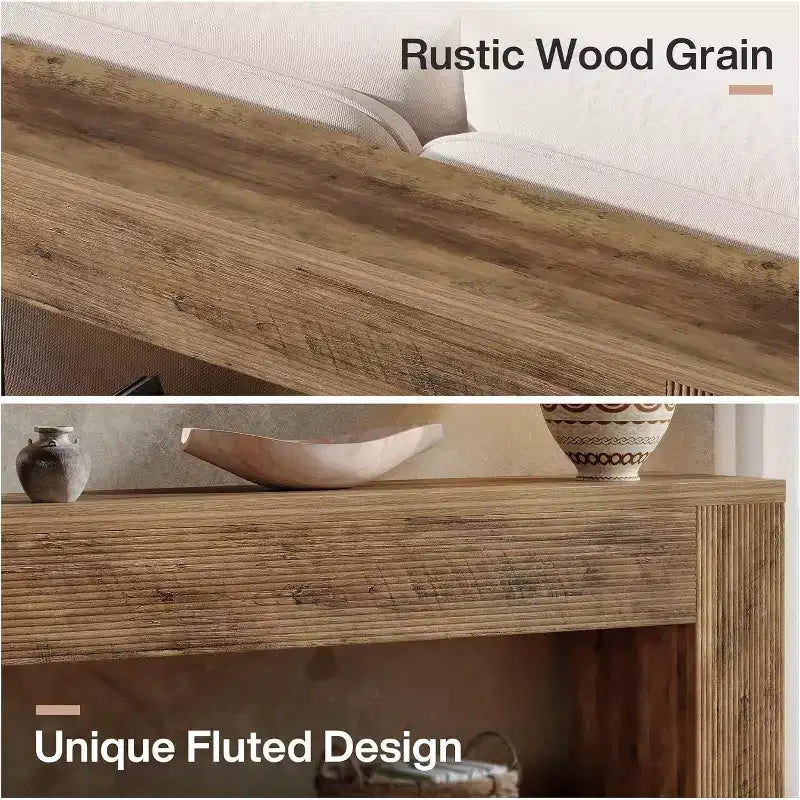 Table console de 70.9 pouces pour l’entrée, table de canapé étroite en bois à placer derrière le canapé pour le salon ou l’entrée, marron rustique