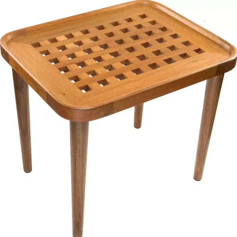 Mesa auxiliar rectangular de madera maciza marrón de 18