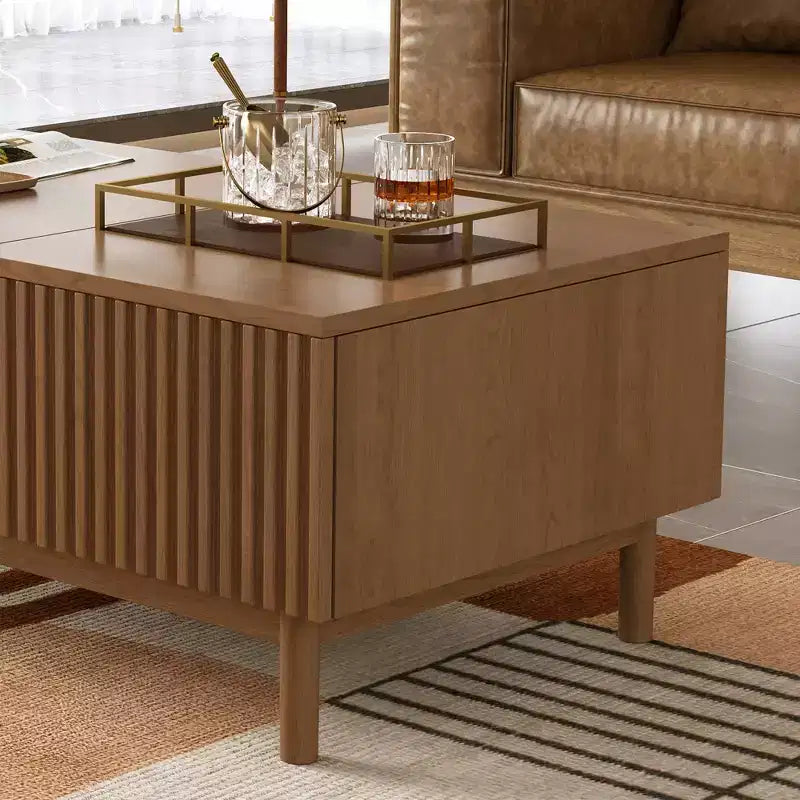 Moderner Couchtisch mit höhenverstellbarer Tischplatte, 2 Schubladen und verstecktem Fach