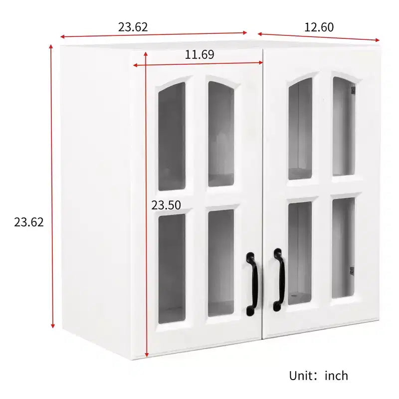 Armoire murale blanche de rangement pour salle de bain avec portes vitrées