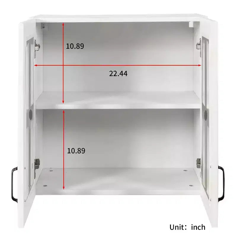 Armoire murale blanche de rangement pour salle de bain avec portes vitrées