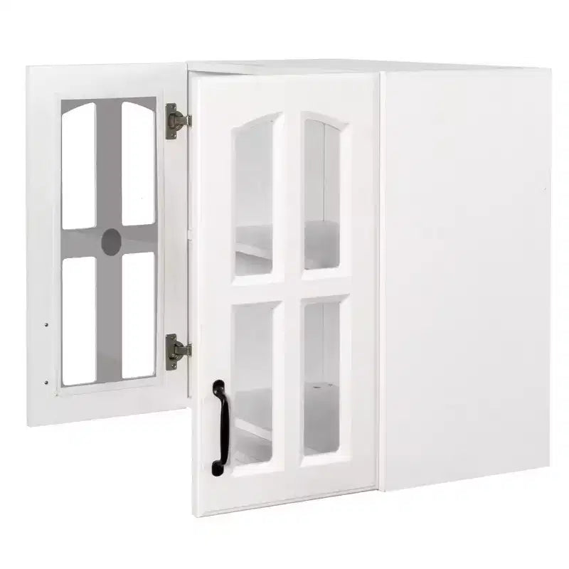 Armoire murale blanche de rangement pour salle de bain avec portes vitrées