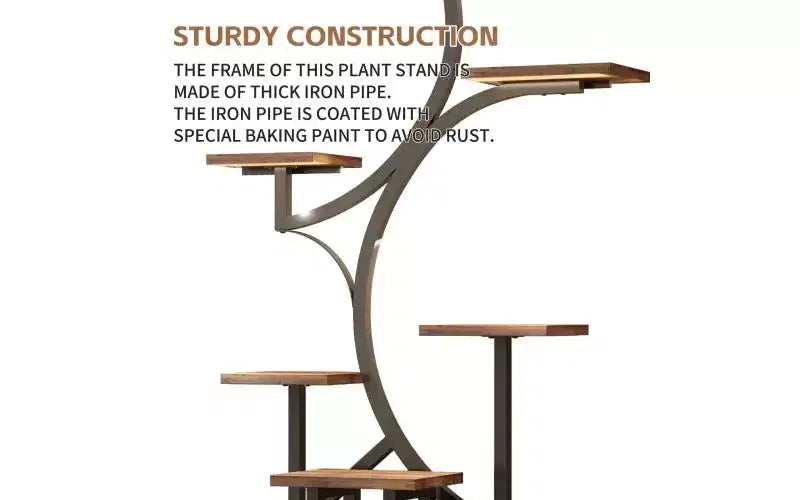 Soporte esquinero alto para plantas de 62 pulgadas con luces, para plantas de interior, estantería para flores de 8 niveles, estante decorativo en forma de S para sala de estar, negro