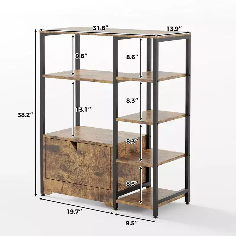 Mini-Kaffeebar-Schrank - 32 freistehendes Eckbücherregal und Buffet-Sideboard mit Türen, Metallrahmen, Stauraum für Küche und Büro