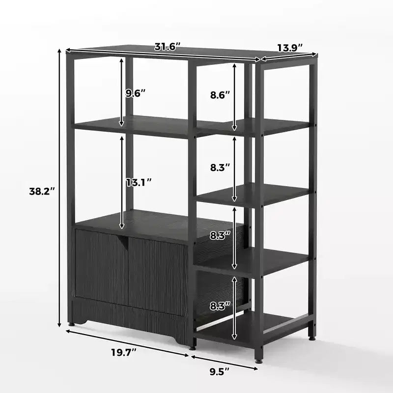 Mini armario para estación de café - estantería esquinera independiente de 32 y aparador con puertas, estructura metálica de almacenamiento para cocina y oficina