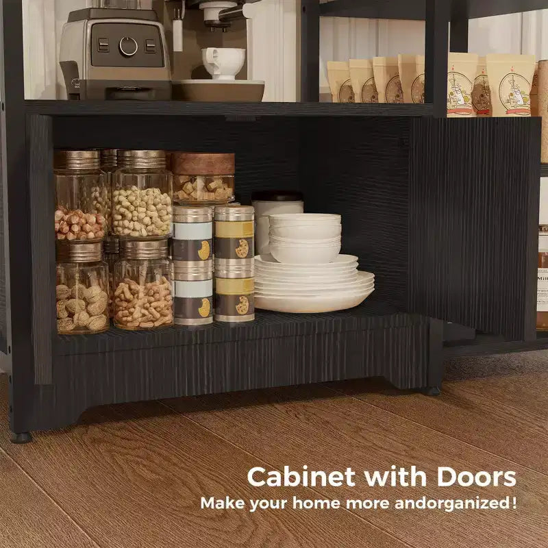 Mini-Kaffeebar-Schrank - 32 freistehendes Eckbücherregal und Buffet-Sideboard mit Türen, Metallrahmen, Stauraum für Küche und Büro
