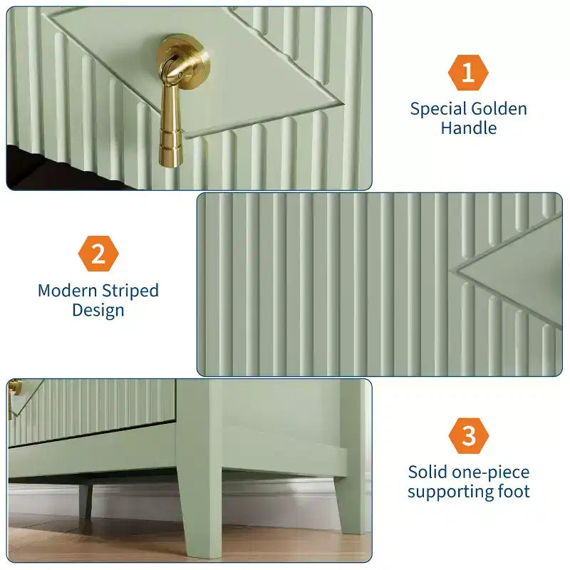 Commode cannelée à 5 tiroirs de 42.9 de haut, avec design moderne ondulé et poignées en métal, pour chambre et salon