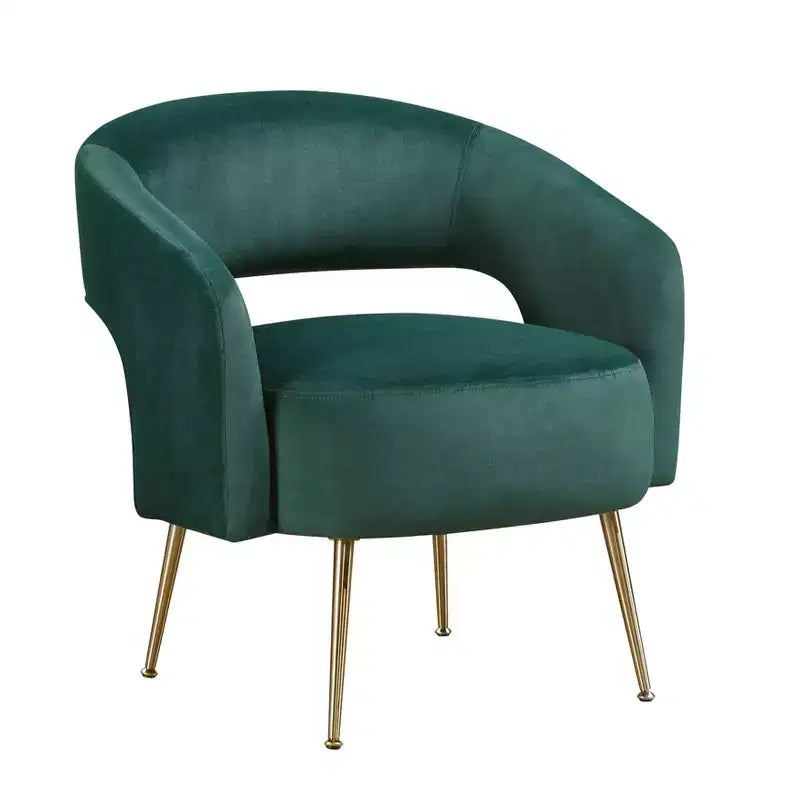 Fauteuil d’appoint moderne en velours avec pieds en métal doré