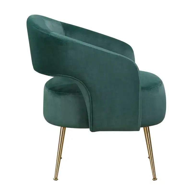 Fauteuil d’appoint moderne en velours avec pieds en métal doré