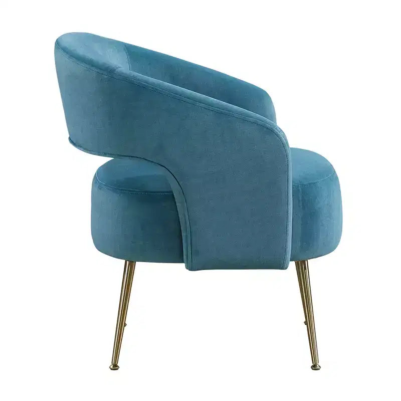 Fauteuil d’appoint moderne en velours avec pieds en métal doré