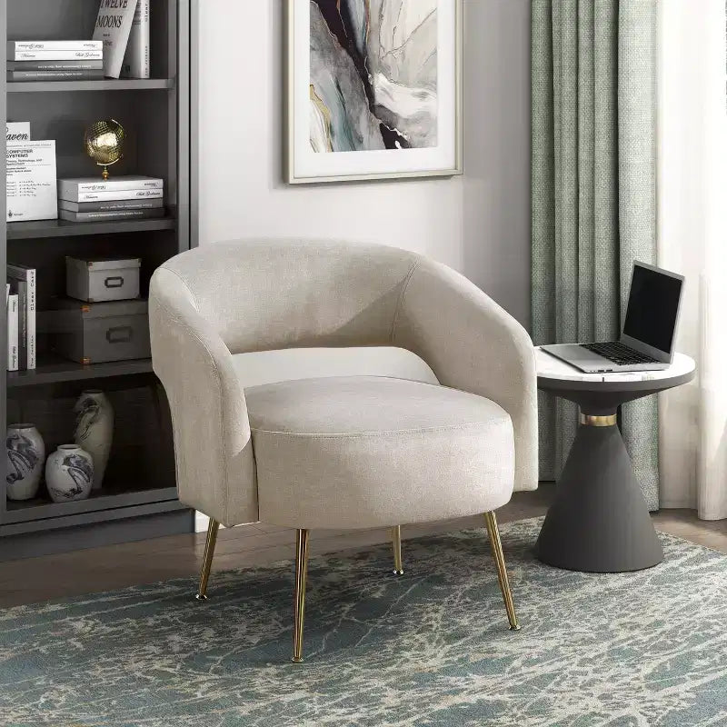 Fauteuil d’appoint moderne en velours avec pieds en métal doré
