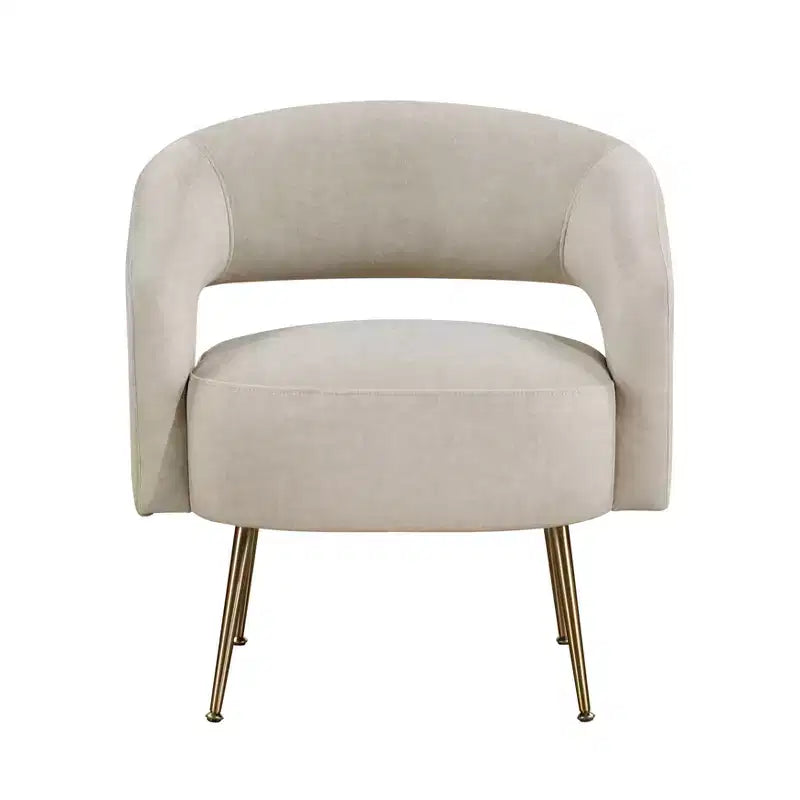 Fauteuil d’appoint moderne en velours avec pieds en métal doré