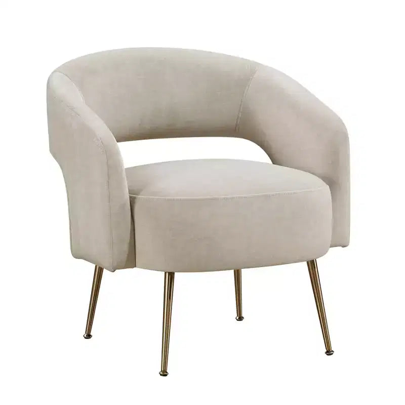 Fauteuil d’appoint moderne en velours avec pieds en métal doré