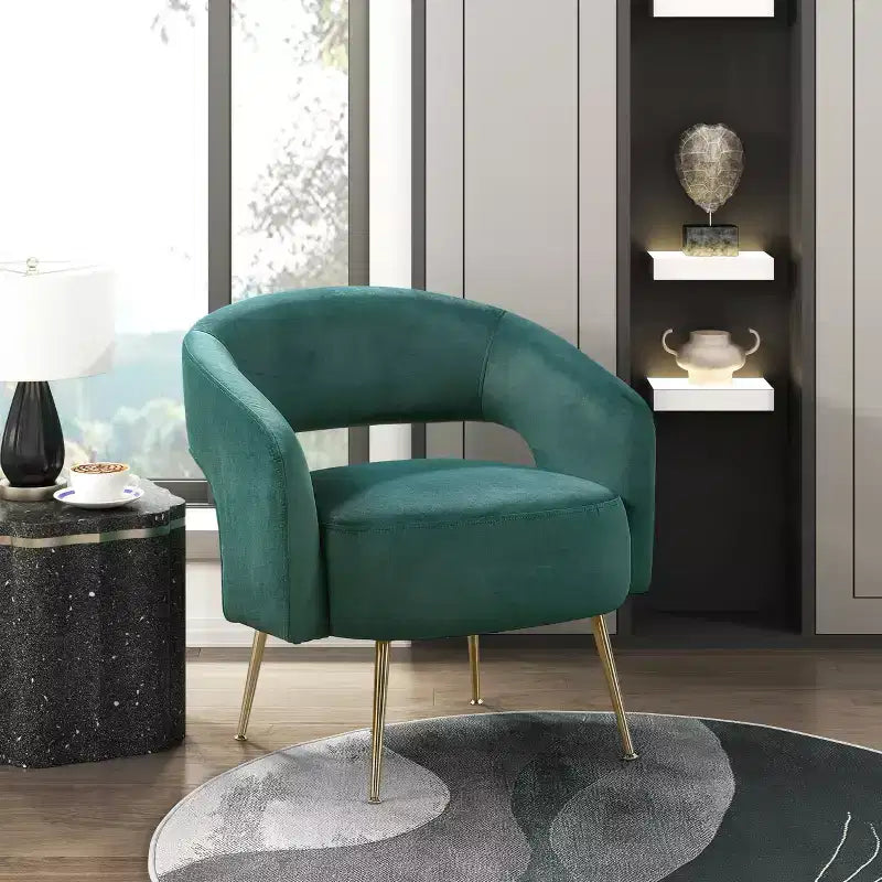 Fauteuil d’appoint moderne en velours avec pieds en métal doré