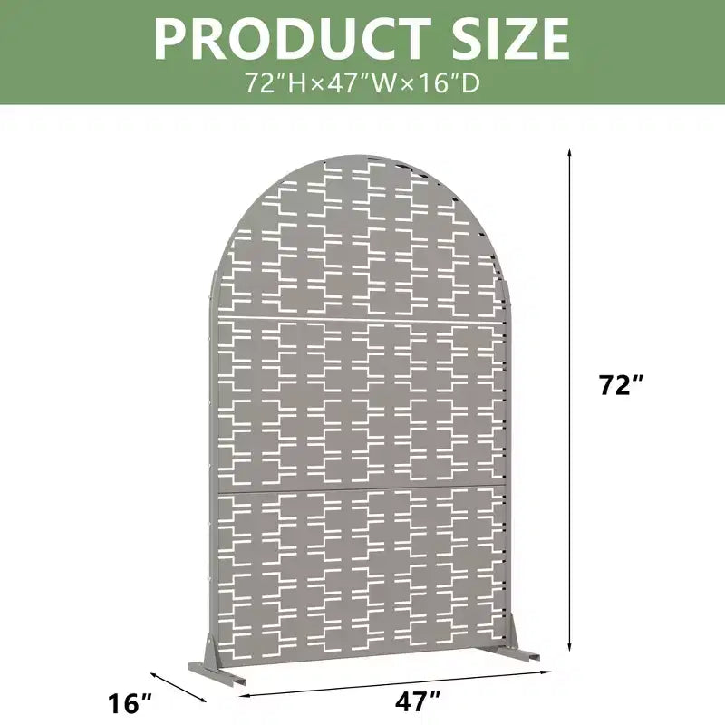 Paravent d’intimité extérieur en métal, arqué, autoportant, de 72H x 47W, panneaux de clôture gris clair/marron pour jardin, patio, terrasse et cour