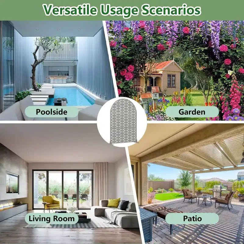 Paravent d’intimité extérieur en métal, arqué, autoportant, de 72H x 47W, panneaux de clôture gris clair/marron pour jardin, patio, terrasse et cour