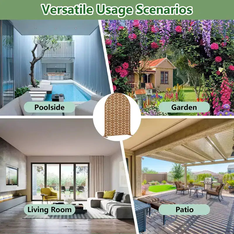 Paravent d’intimité extérieur en métal, arqué, autoportant, de 72H x 47W, panneaux de clôture gris clair/marron pour jardin, patio, terrasse et cour