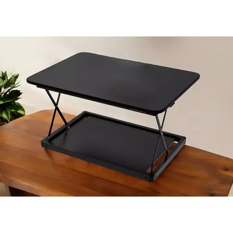 Convertidor ajustable de escritorio de pie de acero inoxidable negro